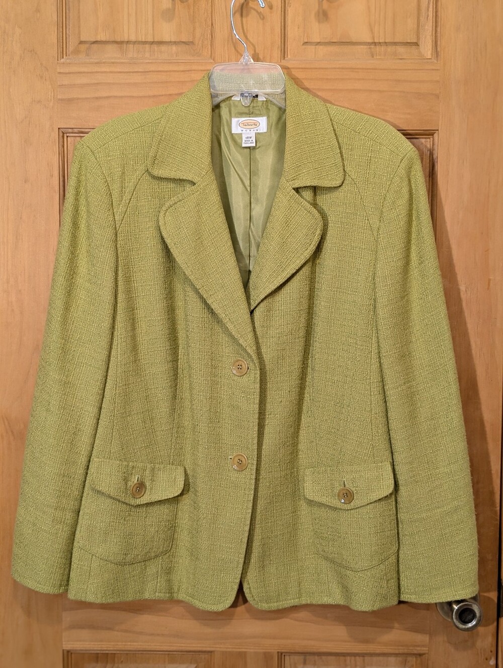 VTG Talbots Blazer Tweed 18W Italian Fabric Green Jacket Office Career Classic